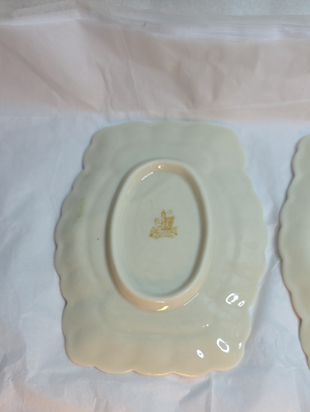 Set Of 2 Vintage Belleek Spider Pin Trays - Picture 5 of 6